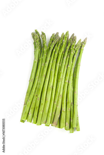 Fresh Green Asparagus Spears Bundle on White Background - Healthy Vegetable Food Photography