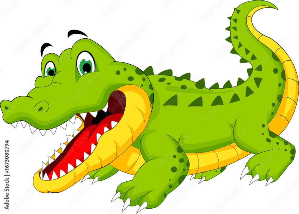 Obraz premium Funny Smiling Crocodile Cartoon Mascot Illustration