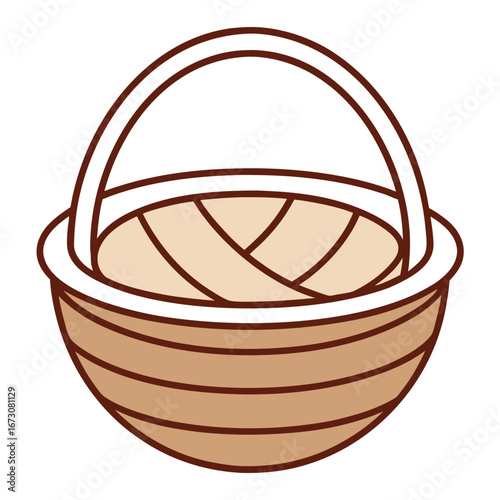 Simple brown woven basket with handle wicker container