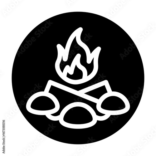 Bonfire on the Beach Vector Glyph Icon Design