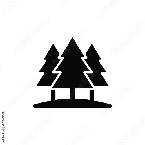 Growing trees icon. Simple solid style. Wild forests, park cultivation, nature area protection, landscape, garden, reforestation concept. Silhouette, glyph symbol. Vector isolated design