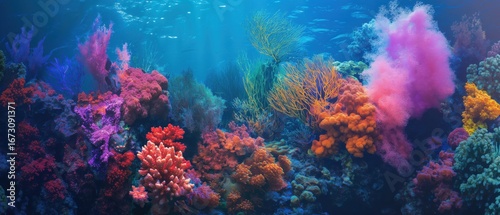Wallpaper Mural Vibrant coral reef ecosystem with diverse marine life and colorful formations Torontodigital.ca