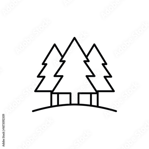 Growing trees icon. Simple outline style. Wild forests, park cultivation, nature area protection, landscape, garden, reforestation concept. Thin line symbol. Vector isolated design