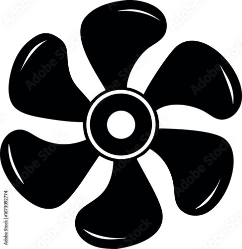 Black and White Illustration of a Six-Bladed Fan Rotor