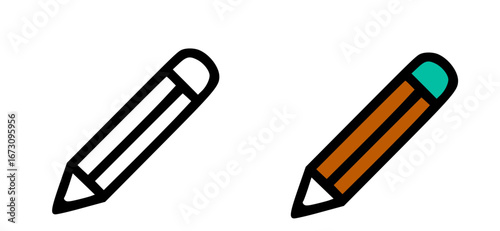 Simple pencil with an eraser icon, minimalist flat design style.