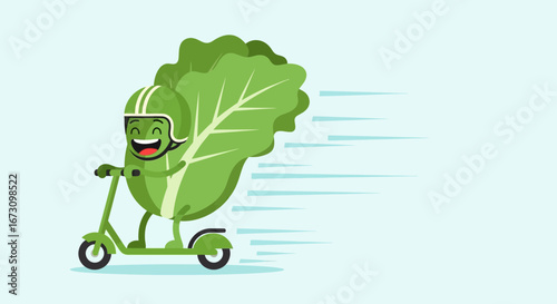 Leafy Green Rides Scooter, Cheerful Vegetable On Two Wheels Delivering Happiness Daily