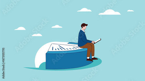 Part-time job, side job or small business, additional work outside working hours, division or tome management, work tracking system or day planning, businessman working using laptop over hours cut
