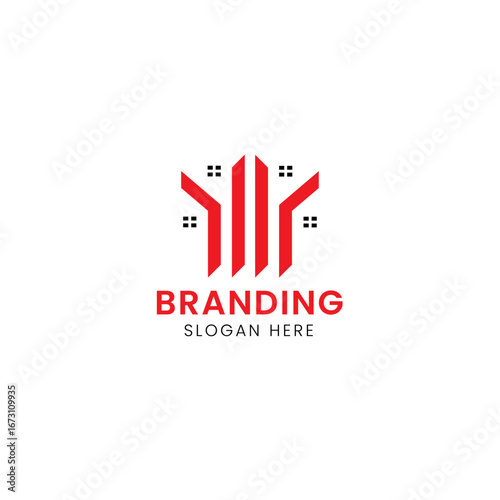 Simple iconic and symbolic letter W real estate logo