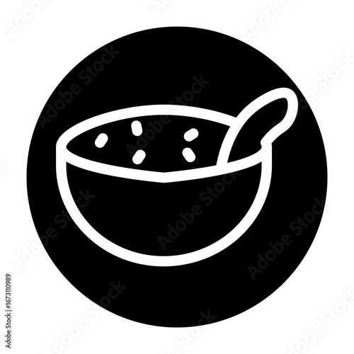 Almond Muesli Bowl Vector Glyph Icon Design