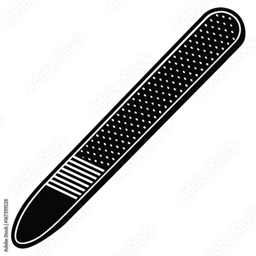 Black and White Icon of a Nail File with Textured and Dotted Surfaces manicure nail care