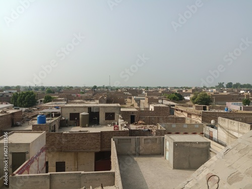 Top view of a residential area in a village in Pakistan