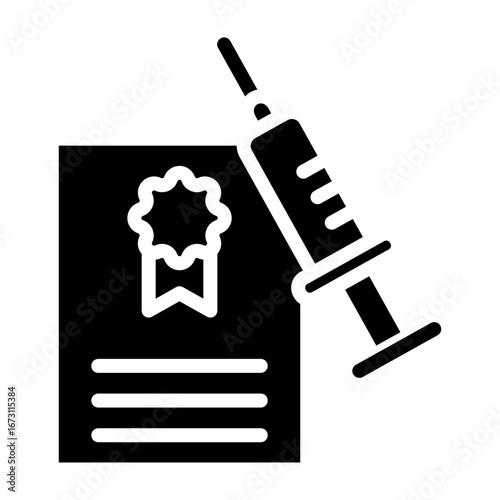 Vaccine Certificate Vector Glyph Icon Design