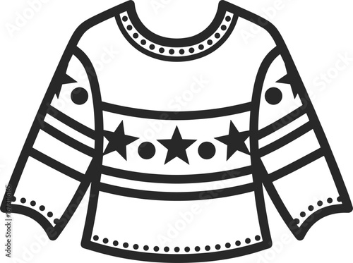 black and white sweater with stars clip art preview