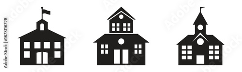 Black vector collection of city hall building silhouettes