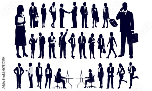 Business professionals silhouettes representing teamwork and success