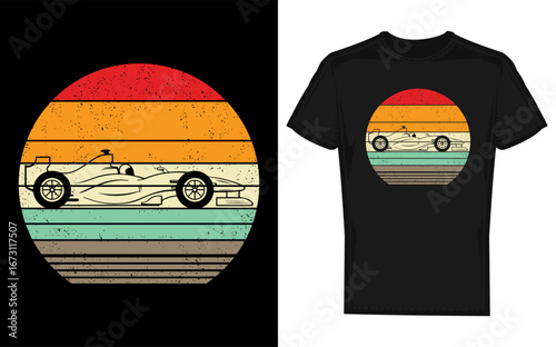 Retro Formula Race Car at Sunset for Racing Fans and Drivers