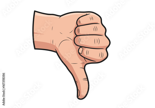 Hand giving thumbs down gesture signifies disapproval or rejection. Perfect for conveying negative feedback, disliking content, or rejecting ideas.