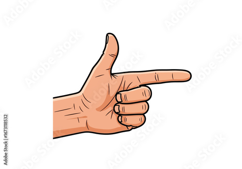 Hand gesture resembling a gun. Ideal for illustrating violence, crime, threats, or controversial topics in digital and print media.