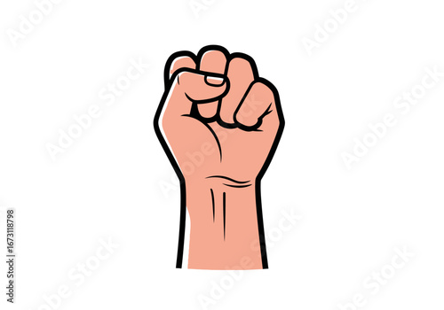 Hand in a closed fist gesture. Suitable for protest themes, power concepts, or strong messaging designs.