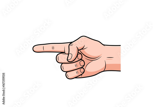 Hand gesture pointing left, ideal for indicating directions, navigation, instructions, presentations, or emphasizing content in design layouts or online materials.