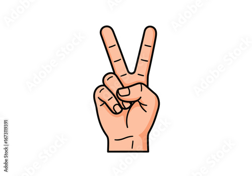 Hand gesturing a v sign, symbolizing peacevictory. Suitable for positivity, success, peace, activism, unity, and global solidarity concepts.