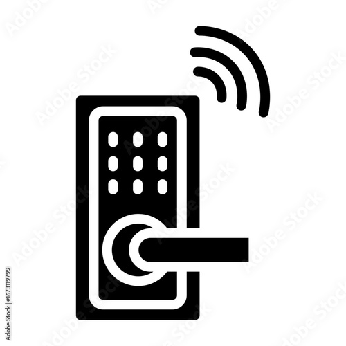 Smart Door Lock Vector Glyph Icon Design
