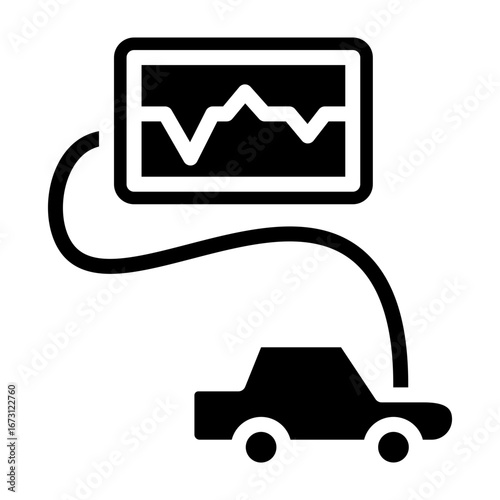Car Computerized Checking Vector Glyph Icon Design