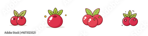 Cranberry vector icon collection with clean lines and modern minimal style.