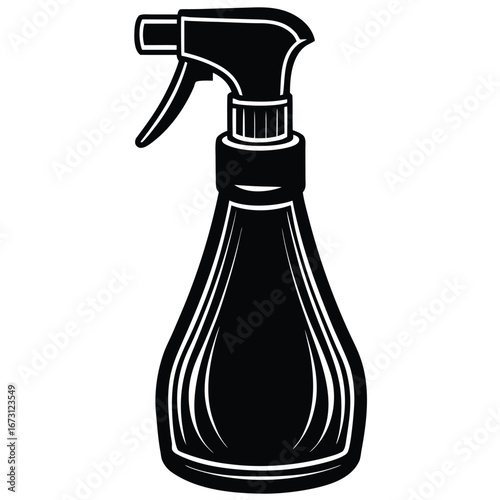 Black silhouette of a trigger spray bottle on a white background trigger sprayer cleaning bottle
