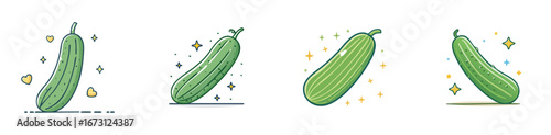 Cucumber vector icon collection with clean lines and modern minimal style.