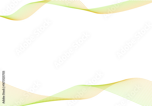 上下の曲線グラデーションラインで構成された抽象ベクターフレーム背景素材