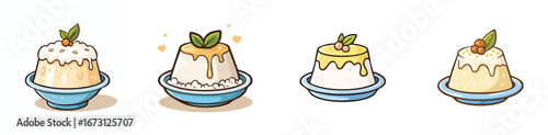 Rice Pudding vector illustration set featuring detailed, colorful design elements.