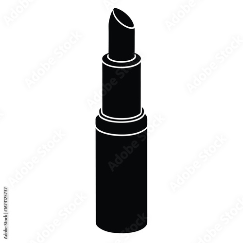 Black Silhouette Of Open Lipstick On White Background makeup cosmetic