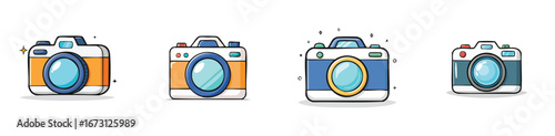 photographing vector illustration set featuring detailed, colorful design elements.