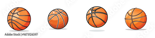 basketball vector illustration set featuring detailed, colorful design elements.