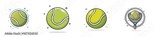 tennis vector illustration set featuring detailed, colorful design elements.