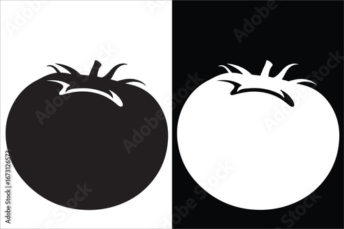 Stylized Tomato Silhouettes in Black and White Contrast