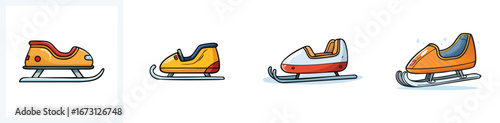 luge vector illustration set featuring detailed, colorful design elements.