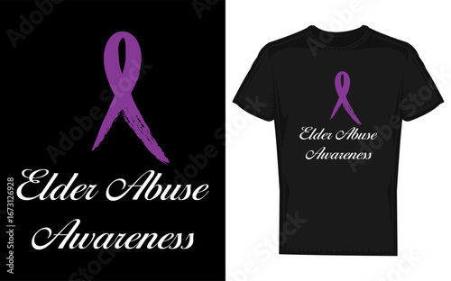 Purple Ribbon Design for Elder Abuse Awareness with Cat Illustration