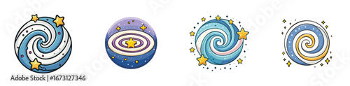 milky way vector pack in contemporary style with balanced composition.
