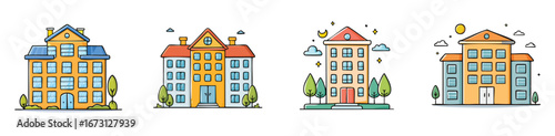 dormitory vector pack in contemporary style with balanced composition.