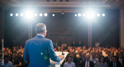 Wallpaper Mural Business conference speaker giving speech presentation in auditorium event hall stage Torontodigital.ca