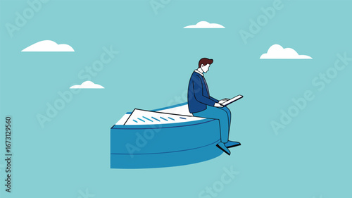 Part-time job, side job or small business, additional work outside working hours, division or tome management, work tracking system or day planning, businessman working using laptop over hours cut
