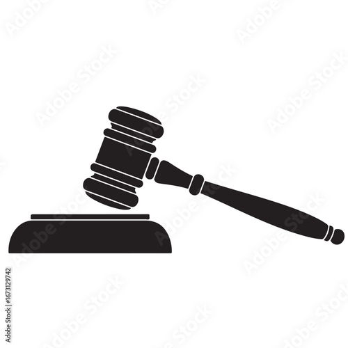 Black Gavel and Sound Block Silhouette Symbol