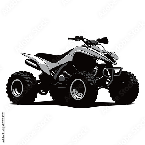 black and white silhouette of a quad bike vector on a white background