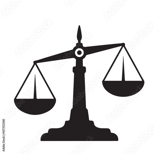 Unbalanced Black Silhouette Balance Scale Icon