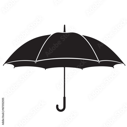 Classic Black Umbrella Silhouette Vector Illustration