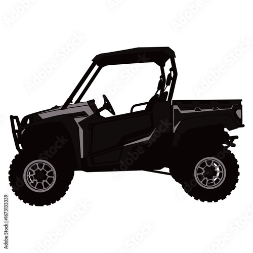 black and white silhouette of a utv vehicle vector on a white background
