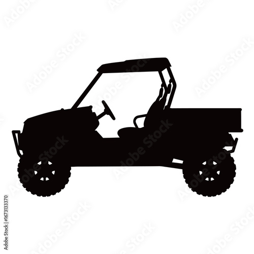 black and white silhouette of a utv vehicle vector on a white background