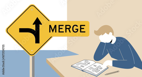 Navigating Complex Choices: A Conceptual Depiction of Merging Paths and Decisions